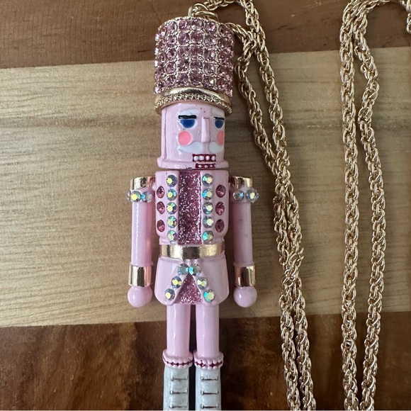 Betsey Johnson Nutcracker Pendant Long Necklace women’s pink - Picture 2 of 7